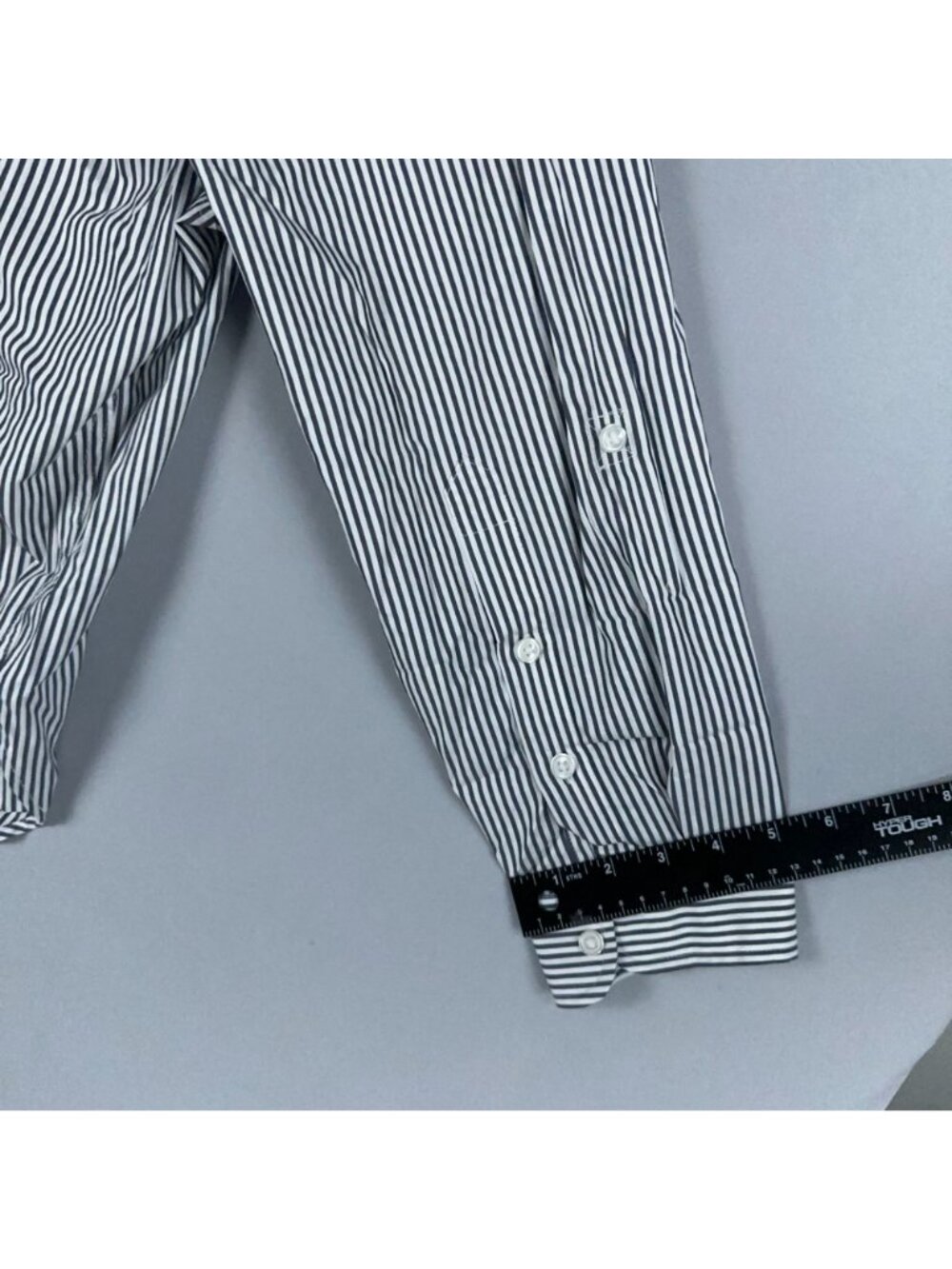 Gloria Vanderbilt Button-Down Shirt Size Large Black White 100% Cotton Striped - Picture 14 of 15